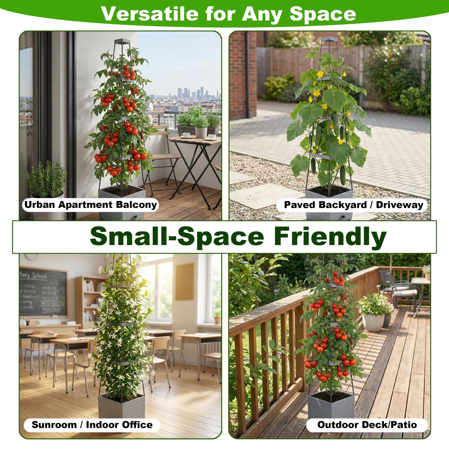 ENNUFO Tomato Planter with Trellis 57", Self Watering Raised Garden Bed with Trellis, Tomato Cages for Garden, Tomato Pots for Growing Tomatoes, Patio Vegetable Planters, Tomato Plant Support Cage