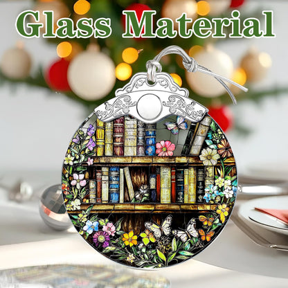 Book Stained Glass Ornament, Christmas Ornaments – Christmas Tree Decorations, Holiday Decor, Stocking Stuffer, Gift Idea, Gifts for Book Lover, Friend, and Faimly
