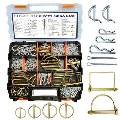 232PCS of Trailer Hitch Pins, Lynch Pins, Trailer Pins, PTO Pins, 3 Point Tractor Accessories, Cotter Pins for Trailer Accessories, Tractor Attachments, Lawn Mowers, Snow Plows, Farm Equipment