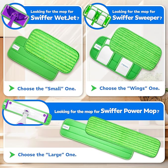 3 Pack Reusable Microfiber Mop Pads, Compatible