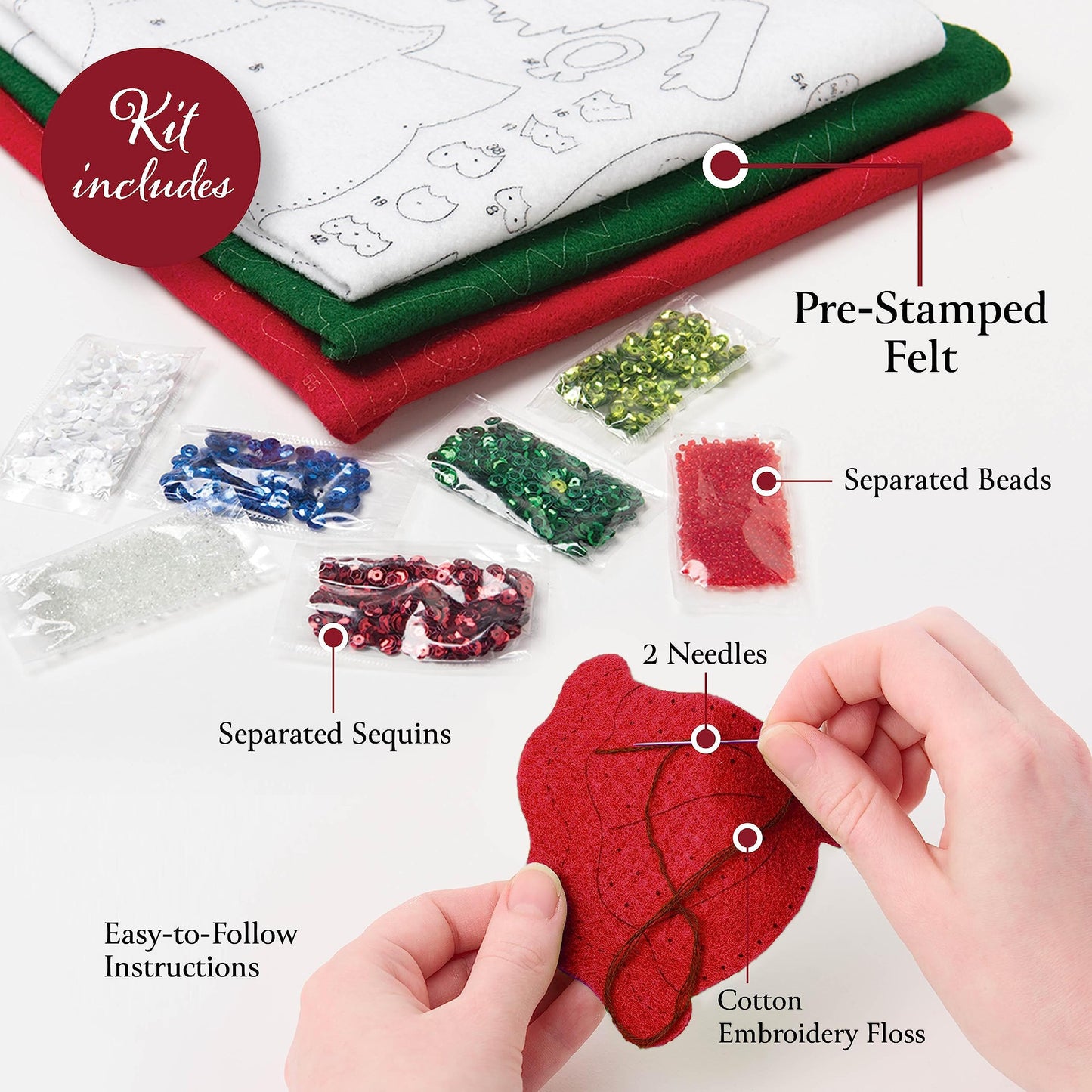 Bucilla Felt Applique 18" Stocking Making Kit, Santa's Candy Christmas, Perfect for DIY Arts and Crafts