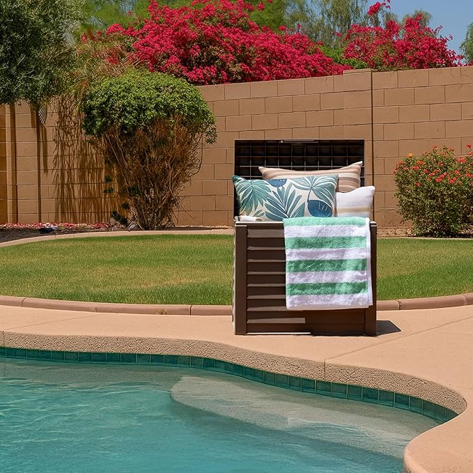 IRIS USA 35-Gallon Outdoor Deck Storage Box, Lockable & UV-Protected, Weather-Resistant Patio Storage for Cushions, Garden Tools & Packages, Waterproof Resin, Durable & Stylish Design - Brown