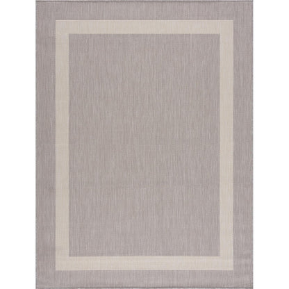 CAMILSON Outdoor Rug 6x9,Modern Outside Rugs for Patios Porches Waterproof Durable Washable Non-Shedding, Easy-to-Clean Indoor Outdoor Area Carpet (6 x 9, Bordered - Gray/White)