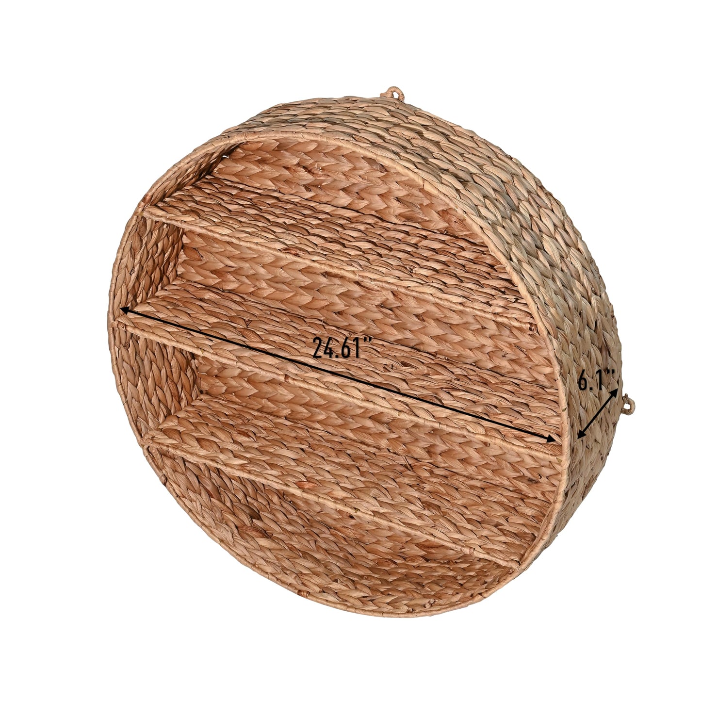 happimess WRK1000A Annulus 24.5" 3-Shelf Circular Handwoven Hyacinth Wall Rack for Entryway, Bedroom, Living Room, Guest Room, Natural