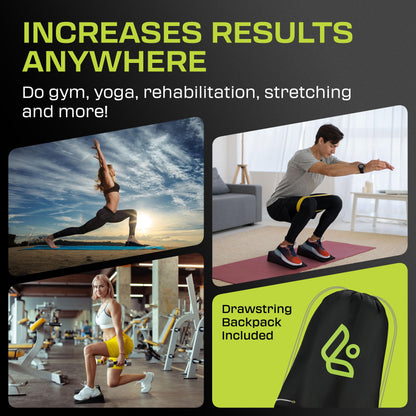 Squat Wedge Block Pair - Non Slip Squat Wedges & Ramp for Exercise, Home Gym, Weight Lifting & Yoga - Calf Stretcher Slant Board to Elevate Heels, Improve Ankle Mobility, Backpack Included for Storage