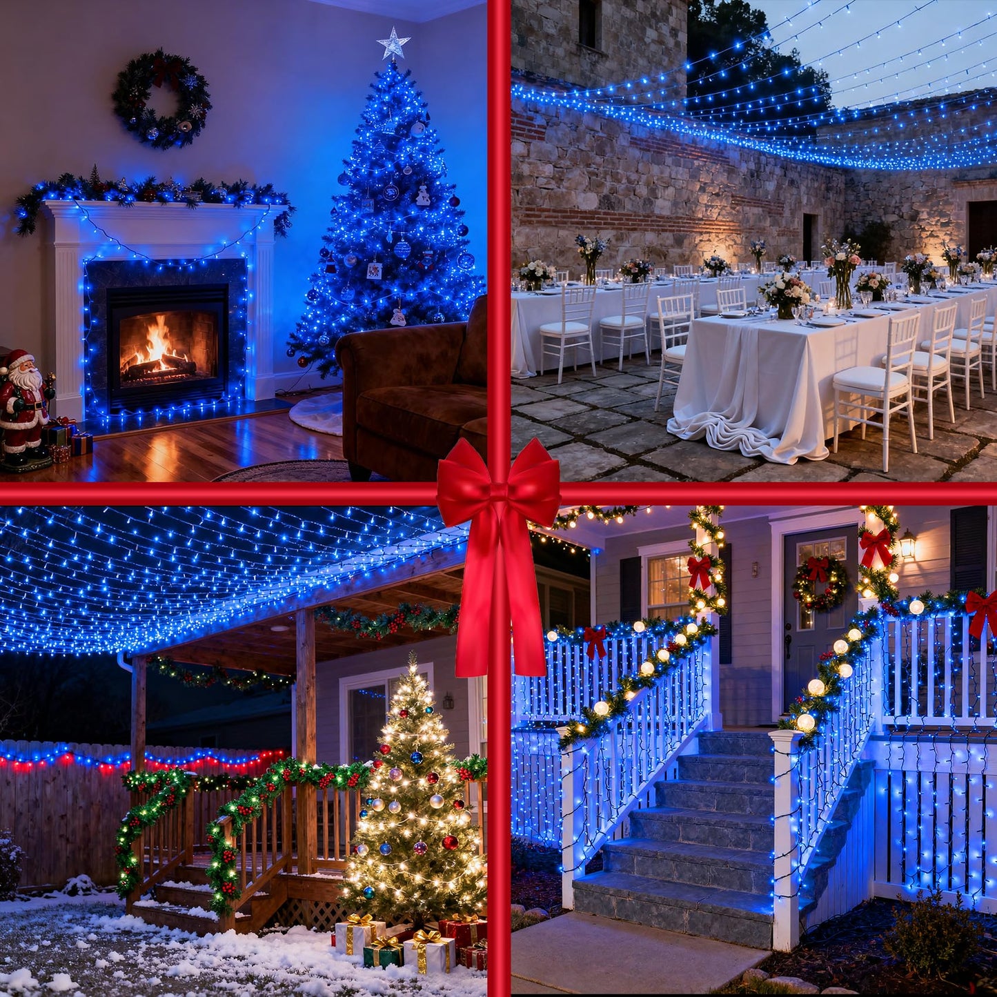 300 LED Blue Birthday Party Decorations String Lights with 12 Modes Timer Dimmable, Waterproof Connectable Christmas Tree Lights, 75FT Fairy Lights for Bedroom, Outside, Ocean Party, Xmas Decor
