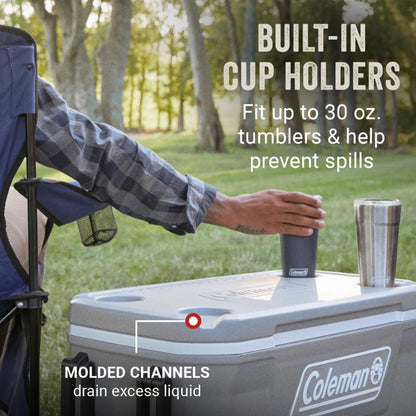 Coleman Classic Series Insulated Portable Rolling Cooler with Wheels, Leak-Resistant Outdoor Hard Cooler Keeps Ice up to 5 Days, 62-Quart