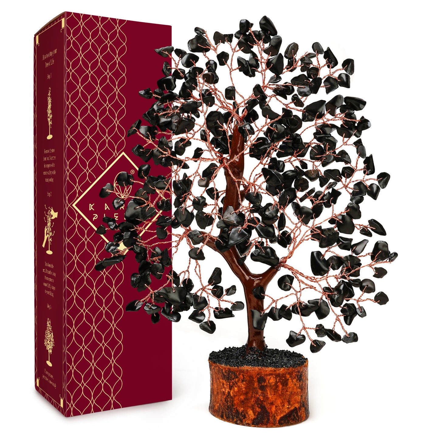 Crystal Tree of Life Birthday Gifts for Women, Men, Handmade Home Decor, Office, Room Decoration, Black Obsidian Reiki Healing Crystal Chakra Tree for Money, Good Luck Gifts for Her, Mom & Dad