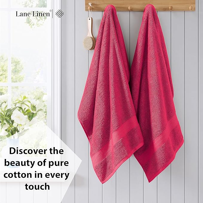 LANE LINEN Luxury 100% Ring Spun Cotton Large Bath Towels Set of 4