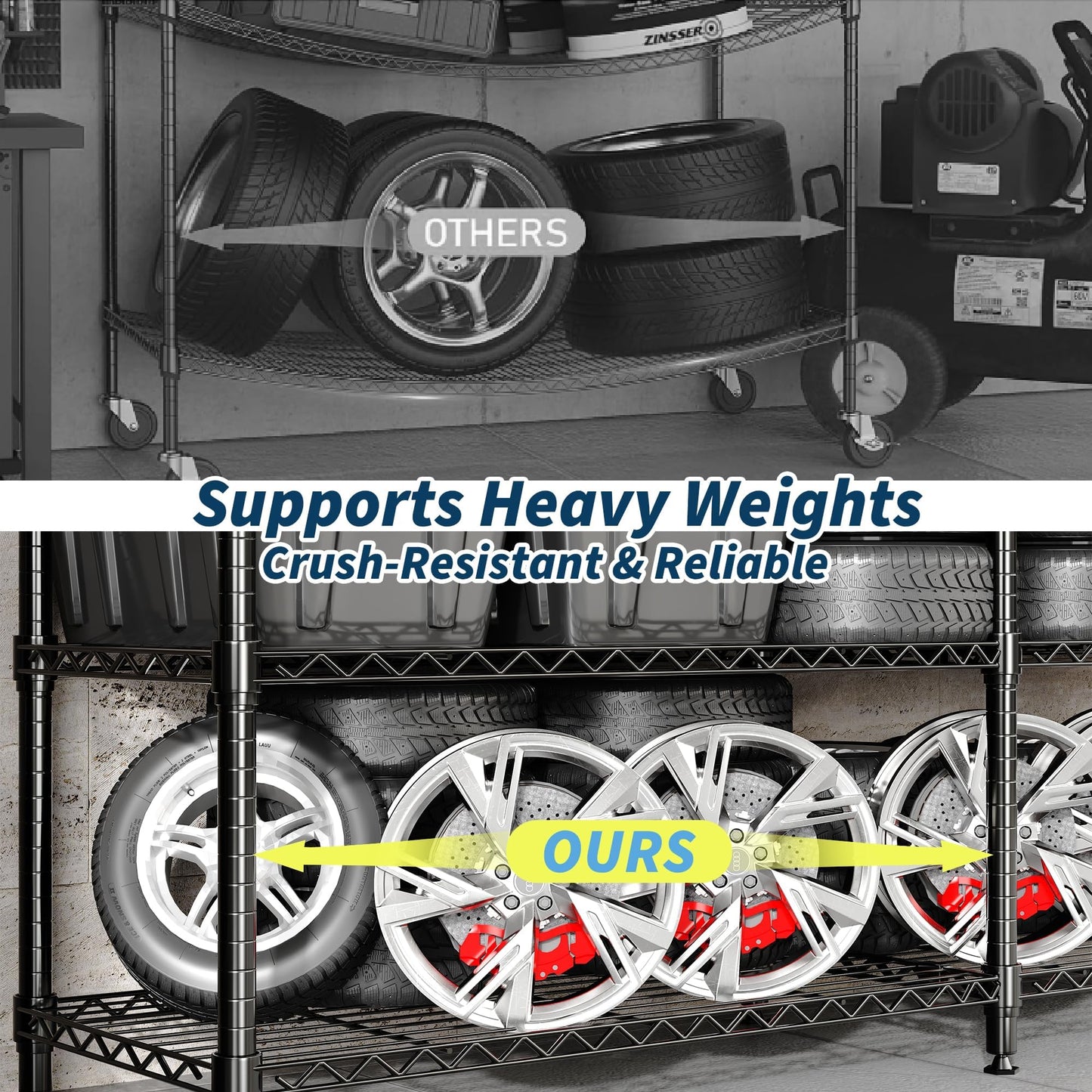 IDEALHOUSE Metal Storage Shelves 4 Tier, Adjustable Metal Shelving Unit, Heavy Duty Wire Shelf Storage Rack Organizer for Kitchen Pantry Home,1060LBS, 71" W x 15.7" D x 60" H