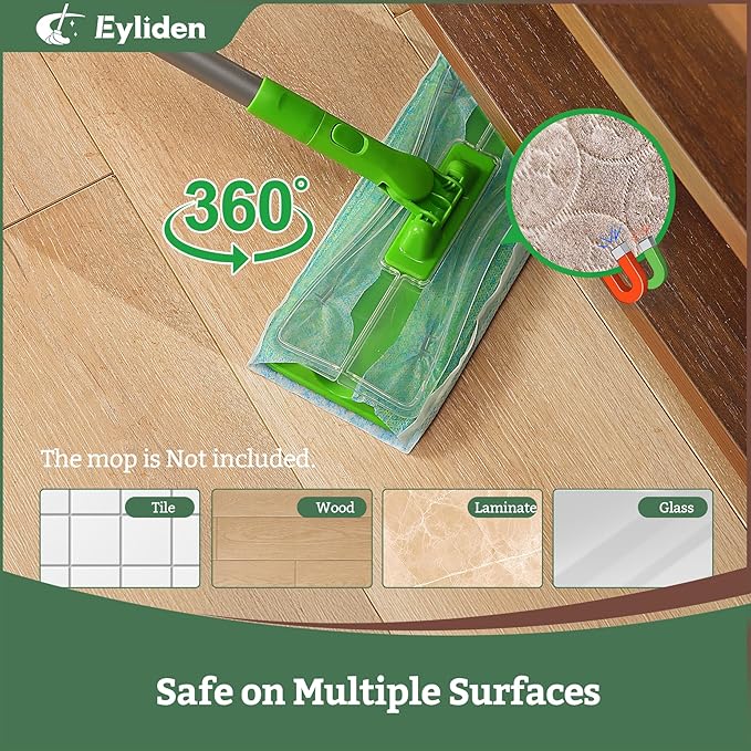 Eyliden 24-Count Disposable Wet Mop Pads Refills, Pre-Moistened
