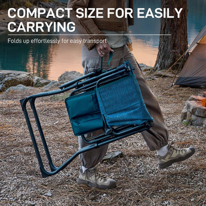 EVER ADVANCED Portable 30.7" Seat Height Tall Folding Camping Chair Directors Chair High Foldable Bar Stool with Side Table for Makeup Artist, Sports Event, Craft Show, Stretch Mesh, Supports 350LBS