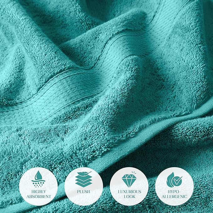 SUPERIOR Egyptian Cotton Pile 6 Piece Towel Set, Includes 2 Bath, 2 Hand