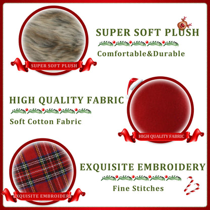 WEWILL 19'' 3 PCS Buffalo Plaid Christmas Stocking Decoration with Faux Fur Cuff Themed with Xmas Holiday Party Fireplace Decor Gifts for Family