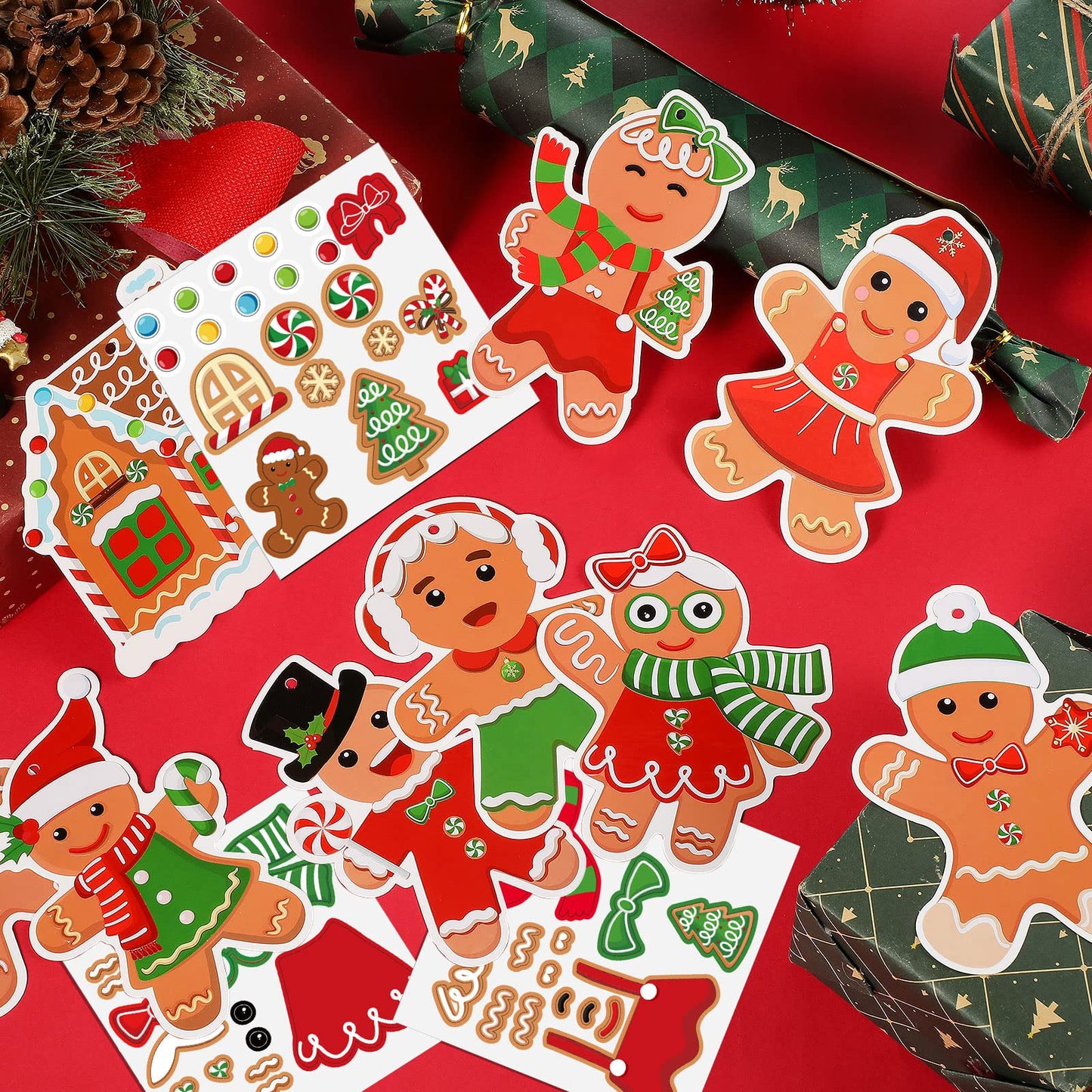 55 Pcs Christmas Crafts Kits for Kids DIY Gingerbread Ornaments Kit Make Your Own Gingerbread Man Arts and Crafts Projects for Kids Ages 3 4 5 6 8 10