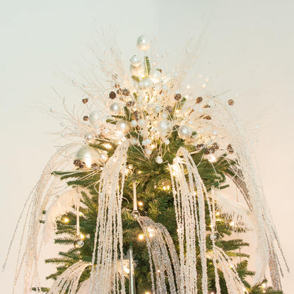 KI Store White Christmas Tree Picks Sprays Set of 20 Glittered Twigs Decor for Christmas Tree Decoration Wreath Garland Floral Arrangement