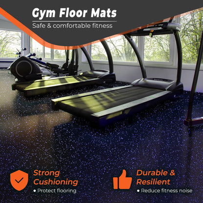 SUPERJARE 0.4'' Thick 36 Pcs 144 Sq Ft Rubber Top Exercise Equipment Mats, High Density EVA Foam Mats with Rubber Top, Interlocking Gym Flooring for Home Gym, Protective Workout Mat, Black/Grey