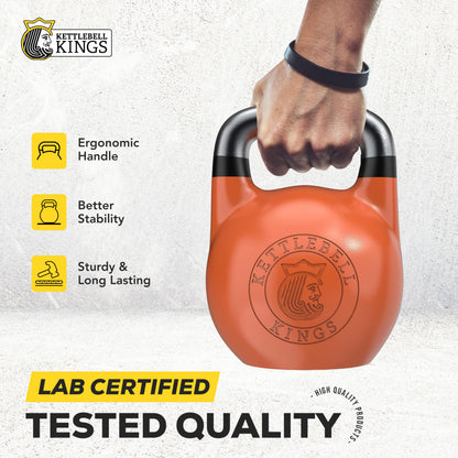 Kettlebell Kings Competition Kettlebells Weight (35mm handle) 8-48 KG | Hand weights Workout Gym Equipment & Strength training sets for Women & Men for Home Gym | Suitable for High Repetition Workouts