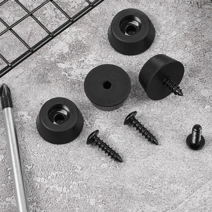 4Pcs Heavy-Duty Rubber Feet Speaker Isolation Pads with Stainless Steel Screws for Subwoofer, Subwoofer, Guitar Amps, Furniture, Turntables, Cutting Boards, Cabinets 0.98“ W x 0.47” H (Black)