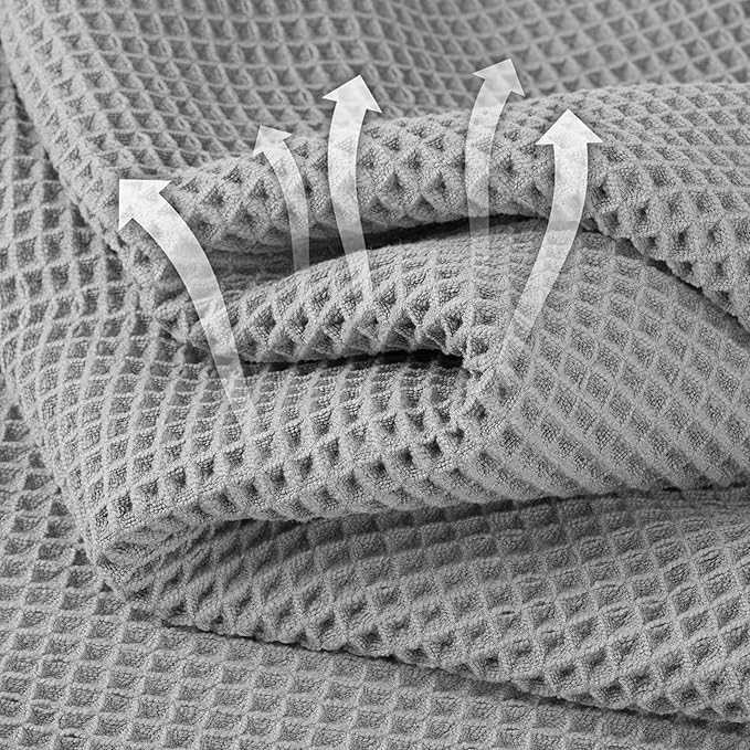 Microfiber Waffle Face Towels, 2 Pieces, Fast Drying, Lint Free 430 GSM
