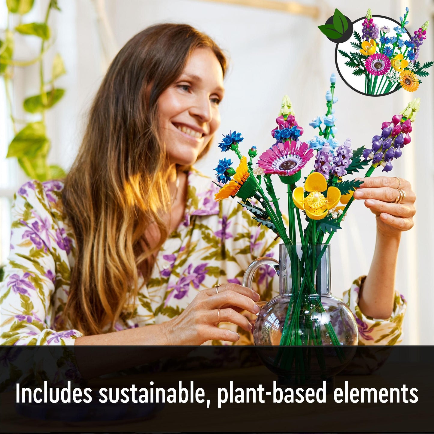 LEGO Botanicals Wildflower Bouquet Set - Artificial Flowers - Gifts for Mother's Day with Poppies and Lavender - Home Office Decor Set for Adults - Botanical Collection - 10313