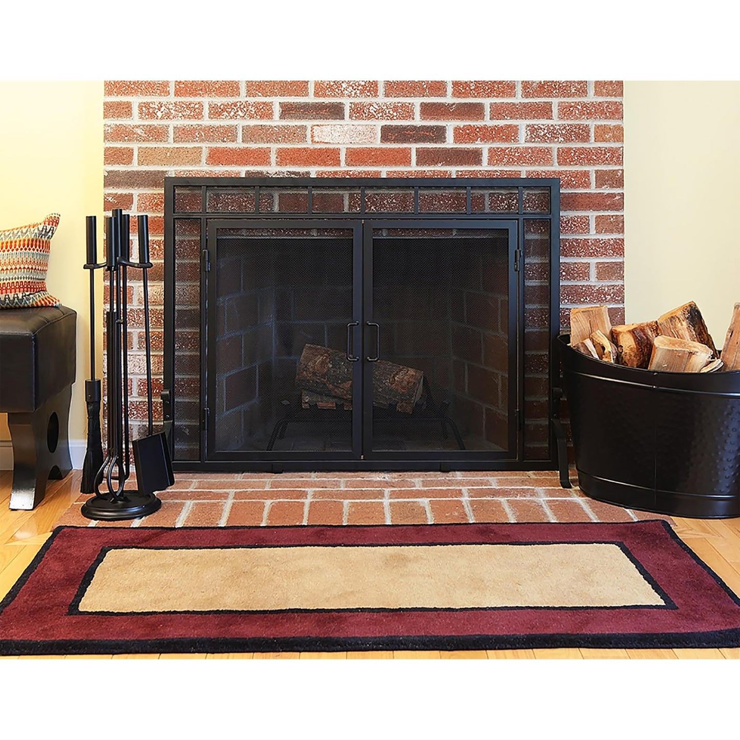 Black Wood Bin Fireplace Log Holder