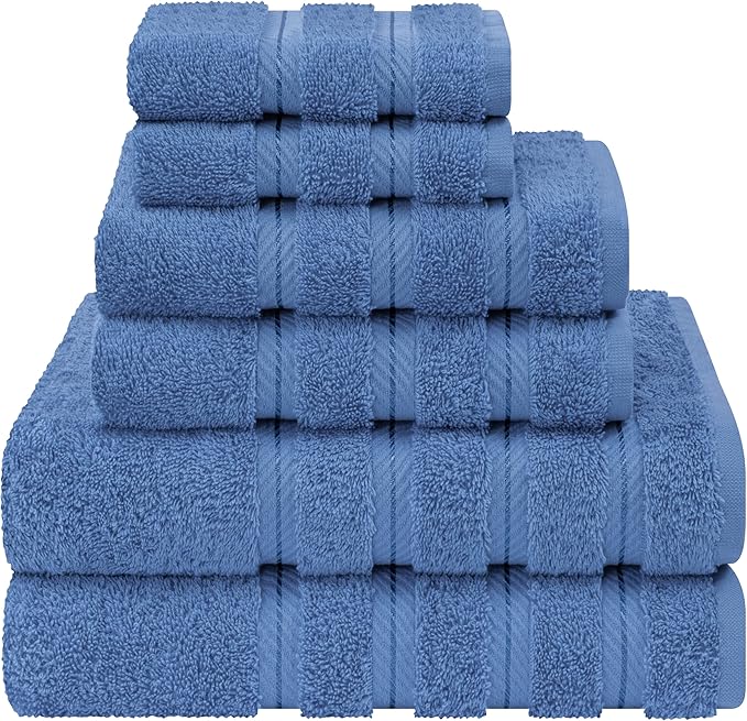American Soft Linen Luxury 6 Piece Towel Set, 2 Bath Towels 2 Hand Towel 2