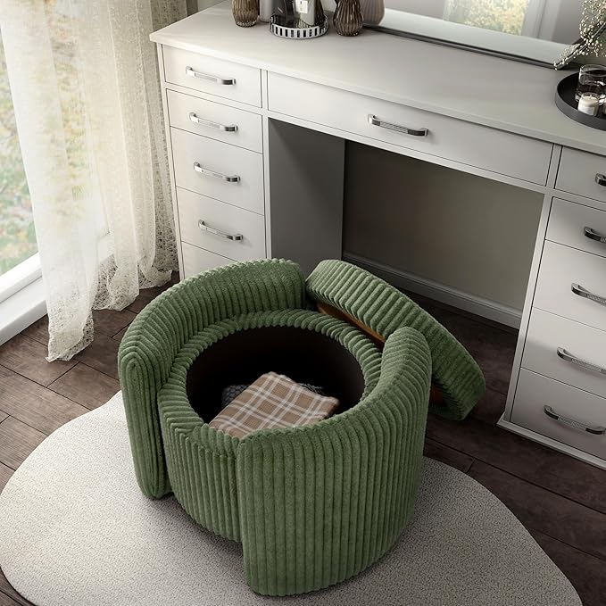 Furniture of America Lennox Modern Chenille 25-inch Round Storage Ottoman