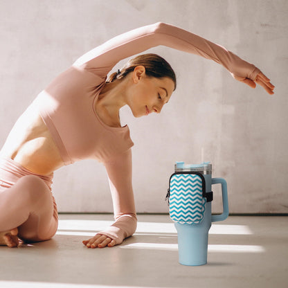 Water Cup Bottle Pouch Accessory | Compatible with Stanley Tumbler| Great for Workouts, Gym, Running, Walking, Sports| Keeps Cards, Keys, and Earphones Safe| Fun and Cute Designs (Checkered)
