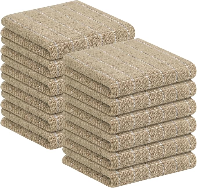 Homaxy 100% Cotton Terry Kitchen Towels, Checkered Designed, Soft and Super