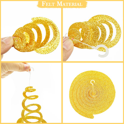36 Pcs Maroon Gold Hanging Swirl Decorations Glitter Gold Burgundy Beige Felt Swirl Streamer Spiral Ceiling Garland for Birthday Graduation Wedding Baby Shower Retirement Anniversary Garnet Party
