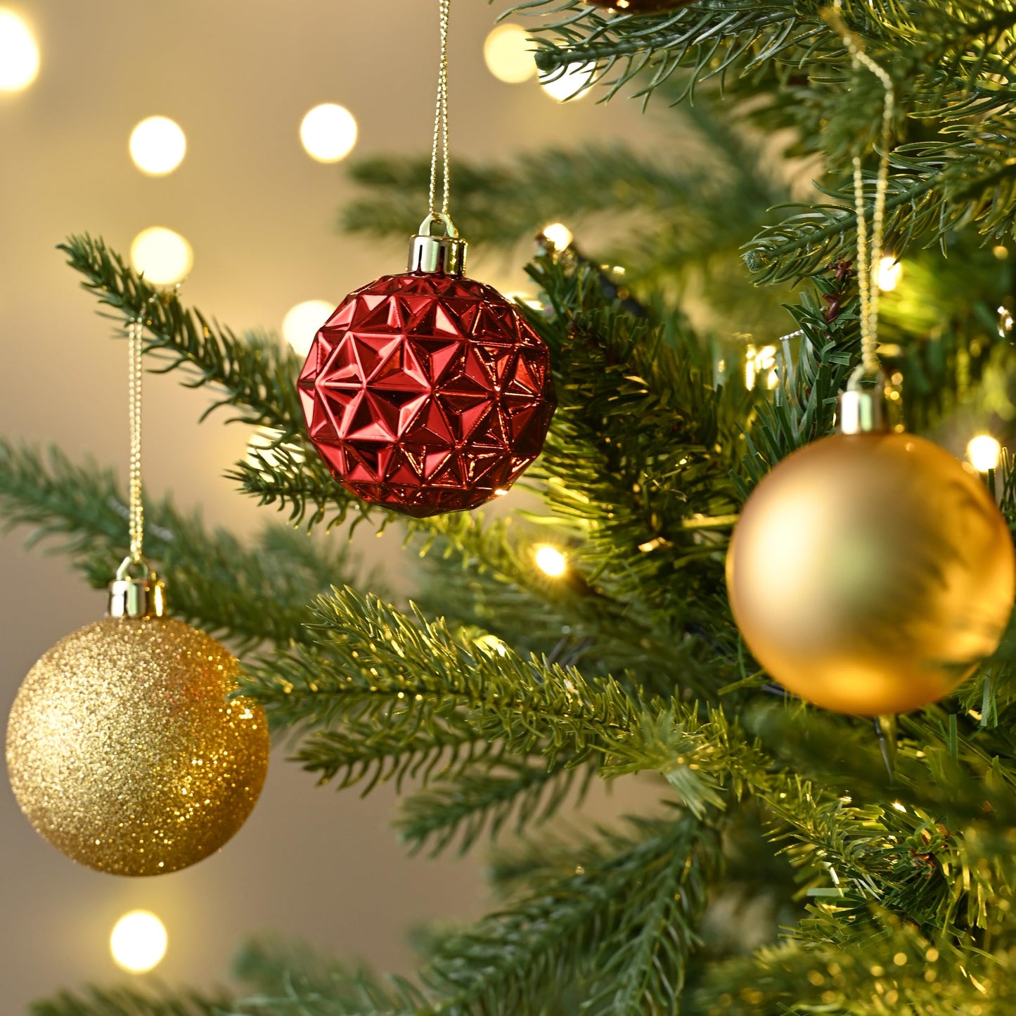 Valery Madelyn Christmas Tree Decorations Ornament Set, 50ct 2 Inches Red and Brown Shatterproof Christmas Ball Ornaments Hanging Xmas Holiday Party Decor
