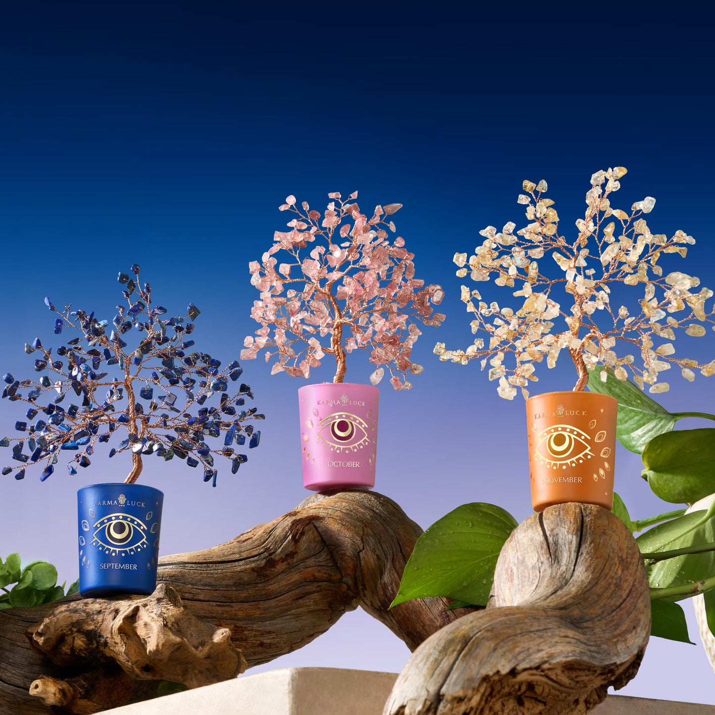 KARMA AND LUCK Intuitive Charm Lapis September Birthday Tree – Feng Shui Crystal Tree for Wisdom & Insight – Spiritual Gift for Birthday & Healing