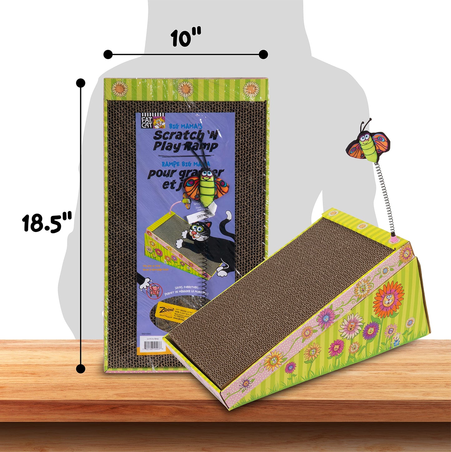 Petmate FAT CAT Big Mama's Scratch 'n Play Ramp Reversible Cardboard Toy