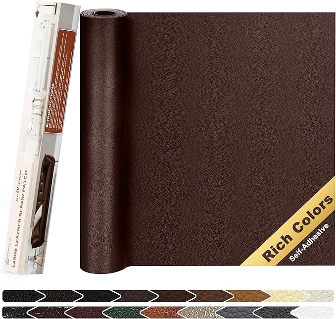 KING MOUNTAIN Leather Repair Patch, 12 x 60 Inches self Adhesive Leather Repair