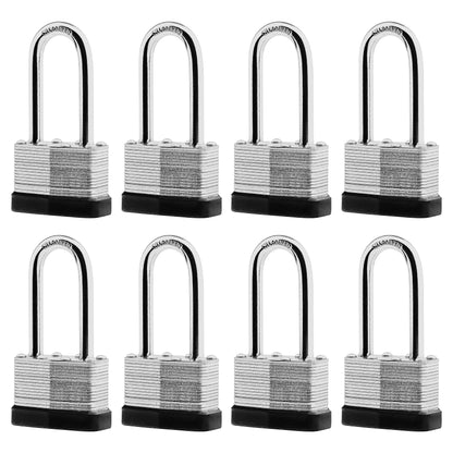 SafiSwords 8-Pack Keyed Alike Laminated Steel Padlocks Keys, 1-3/4" Wide, Heavy Duty Long Pad Lock Set with Same Keys