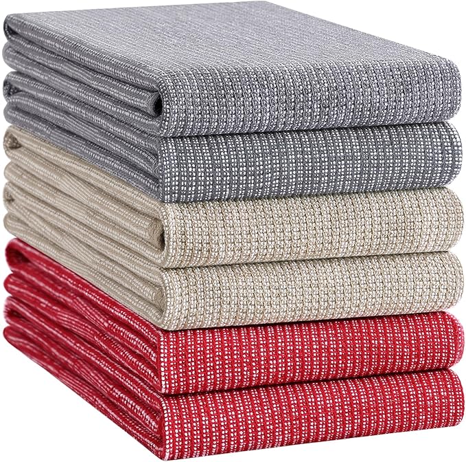 Homaxy Premium Kitchen Towels, Large Cotton Kitchen Hand Towels, Flat and Terry