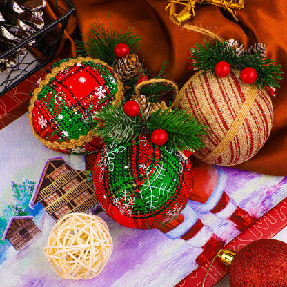 Elcoho 9 Pieces Rustic Christmas Tree Hanging Baubles - Shatterproof Ornaments for Decorations