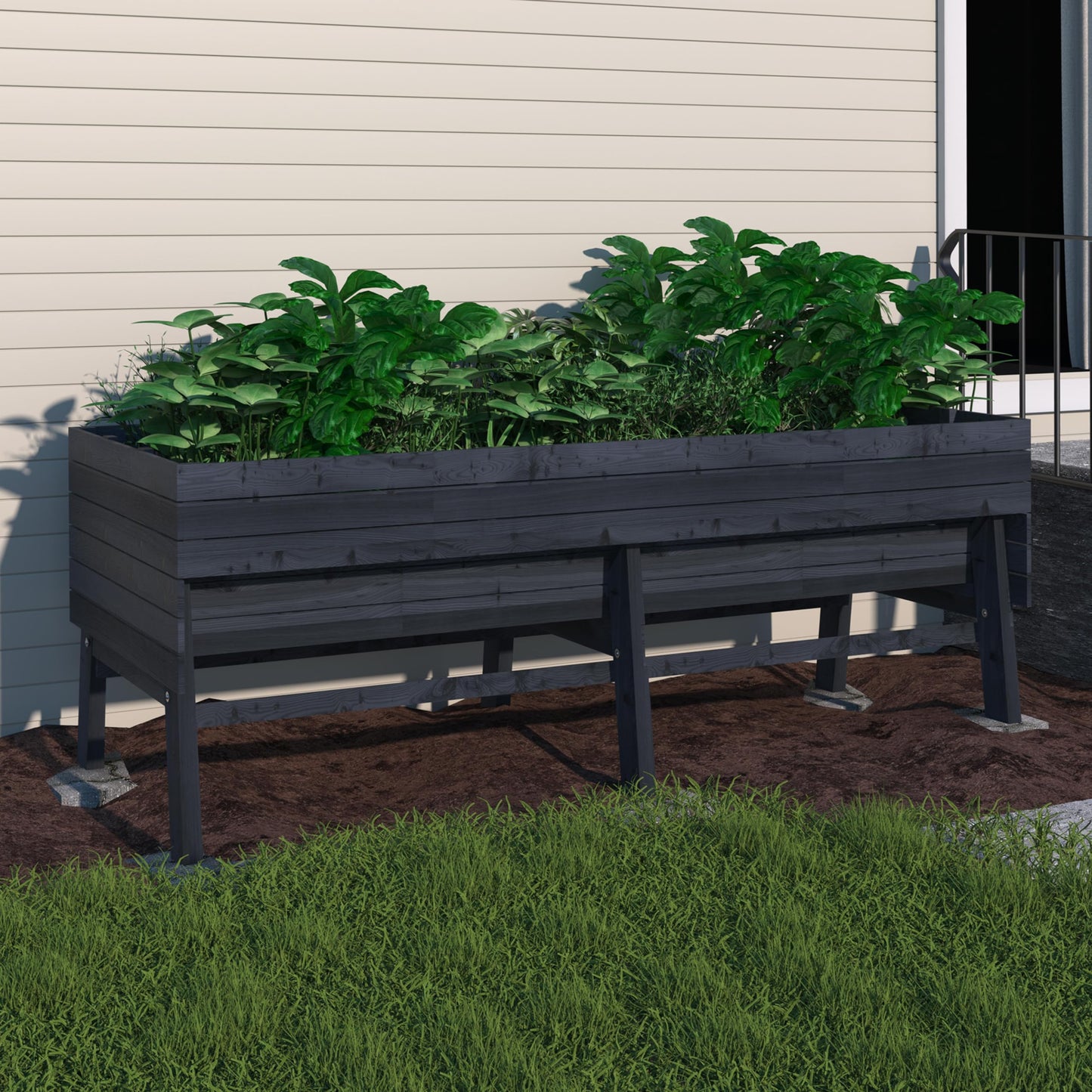 MUPATER 6x3x2FT Cedar Raised Garden Bed for Outdoor,Raised Garden Bed with Wheels and Legs, 837lbs Large Elevated Garden Planter Box with Liner Design for Herbs, Grey