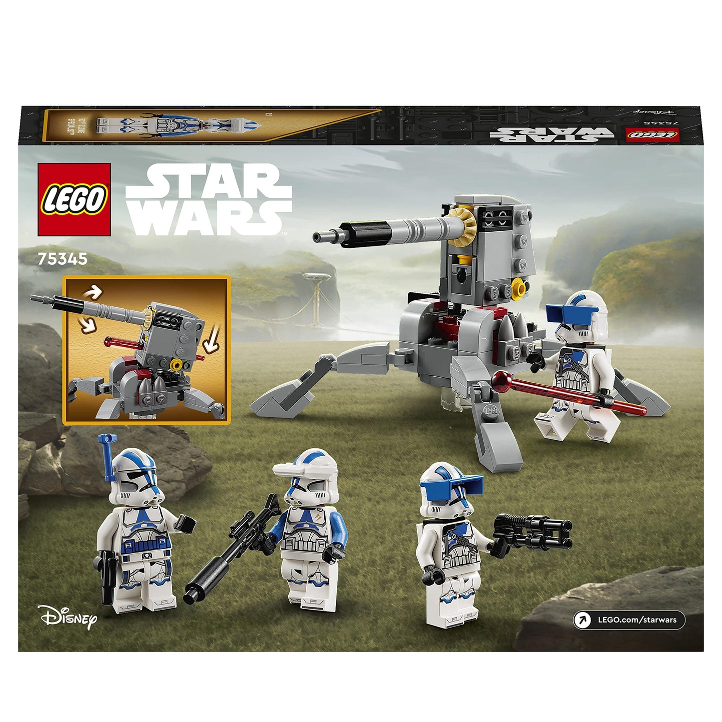 LEGO Star Wars 75345 501st Clone Troopers Battle Pack Set - Collectible Building Toy with an AV-7 Cannon & 4 Minifigures - Gift for 6+ Year Old Boys & The Clone Wars Fans