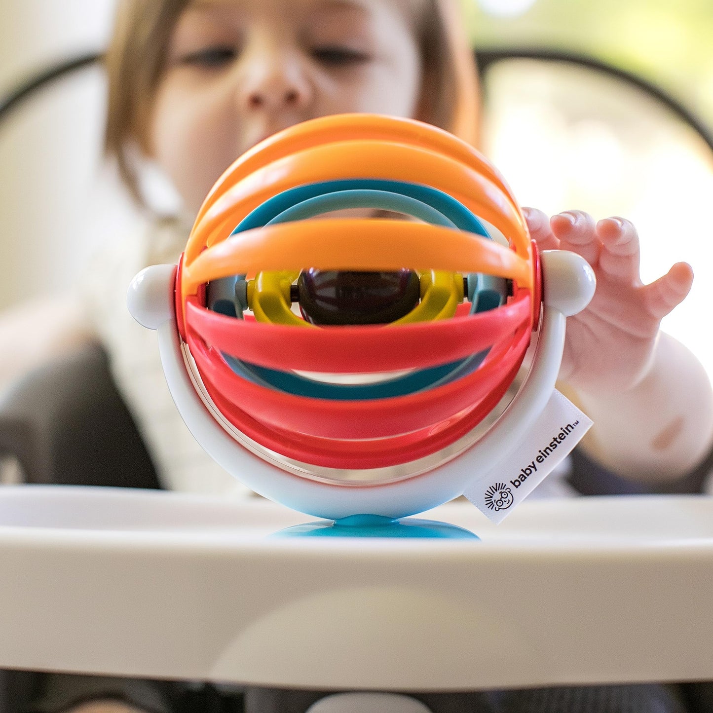Baby Einstein, Sticky Spinner Booster & High Chair Activity Toy, Rattle, Sensory Play, Visual Stimulation, Spinning Wheel, Suction Cup Base, BPA-Free, Ages 3 Months+