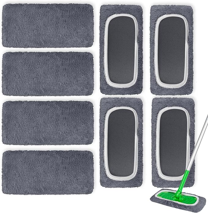 8 Pack Reusable Microfiber Mop Pads Compatible