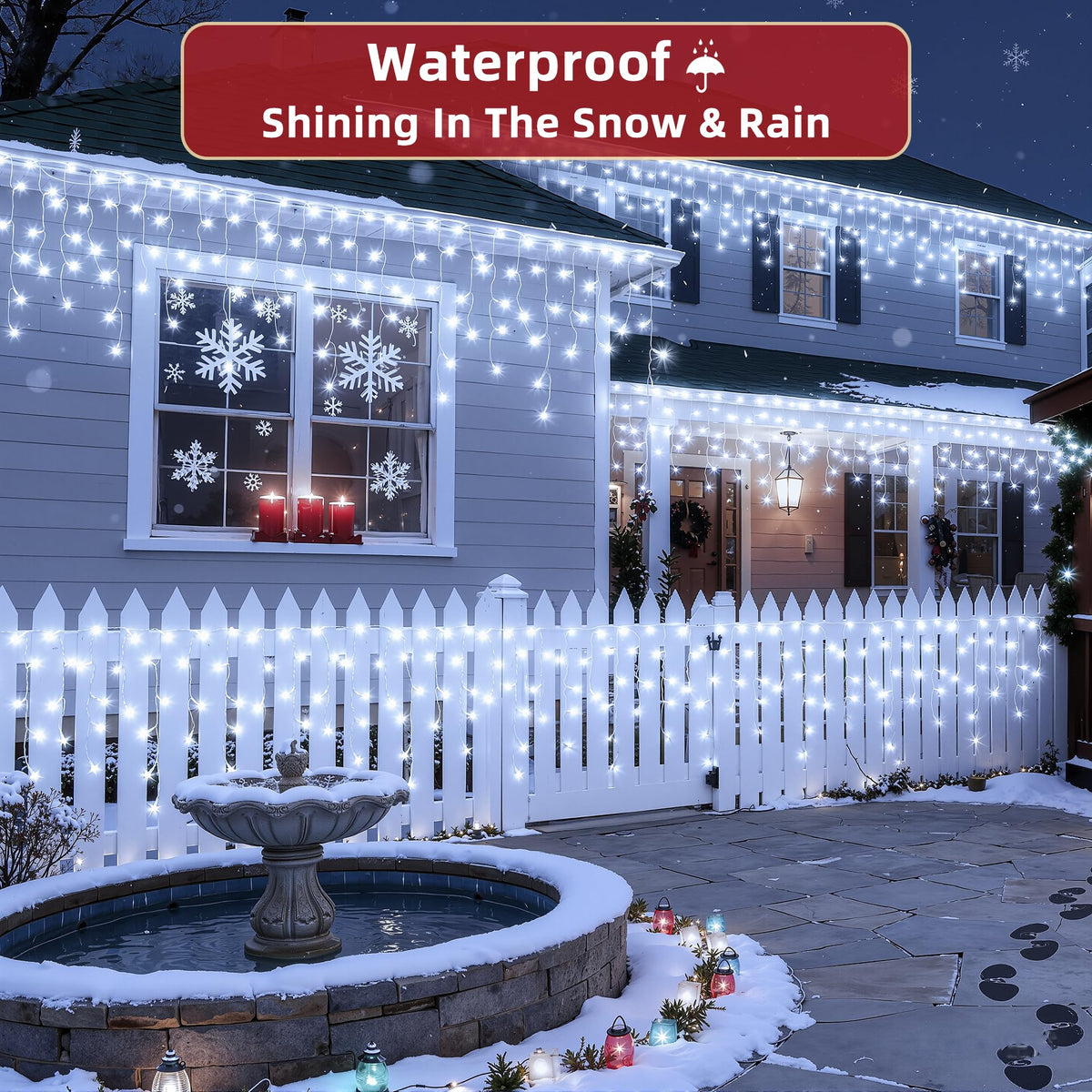 670 LED 66ft Christmas Lights with 148 Drops, 12 Lighting Modes Cool White Christmas Decoration Twinkling Lights Dimmable, Timer Outdoor Waterproof Fairy Lights for Indoor Garden House Eaves Roof