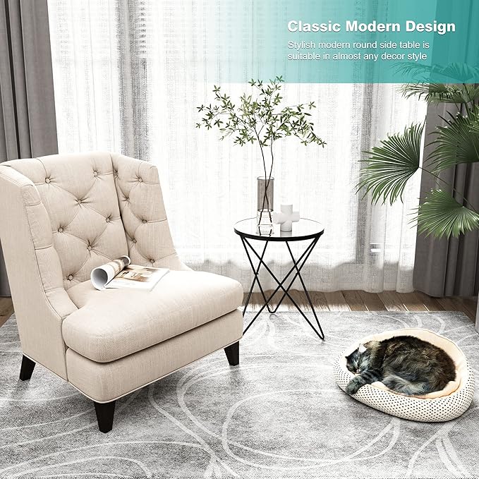 HLR Modern Round Side Table, End Table