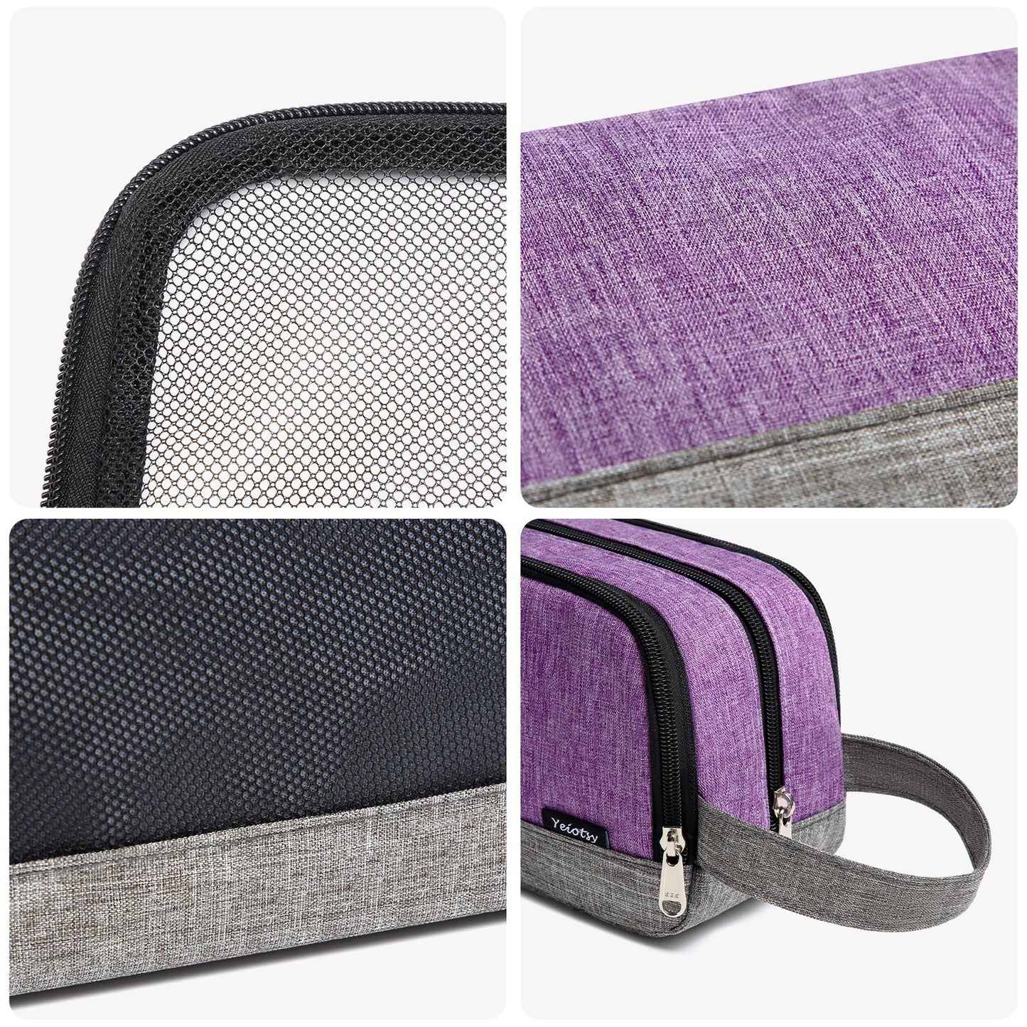Yeiotsy Men's Travel Toiletry Bag – Color Clash Dopp Kit with Mesh Pockets, Durable Shaving Organizer for Gym, Camping & Weekend Trips (Purple)