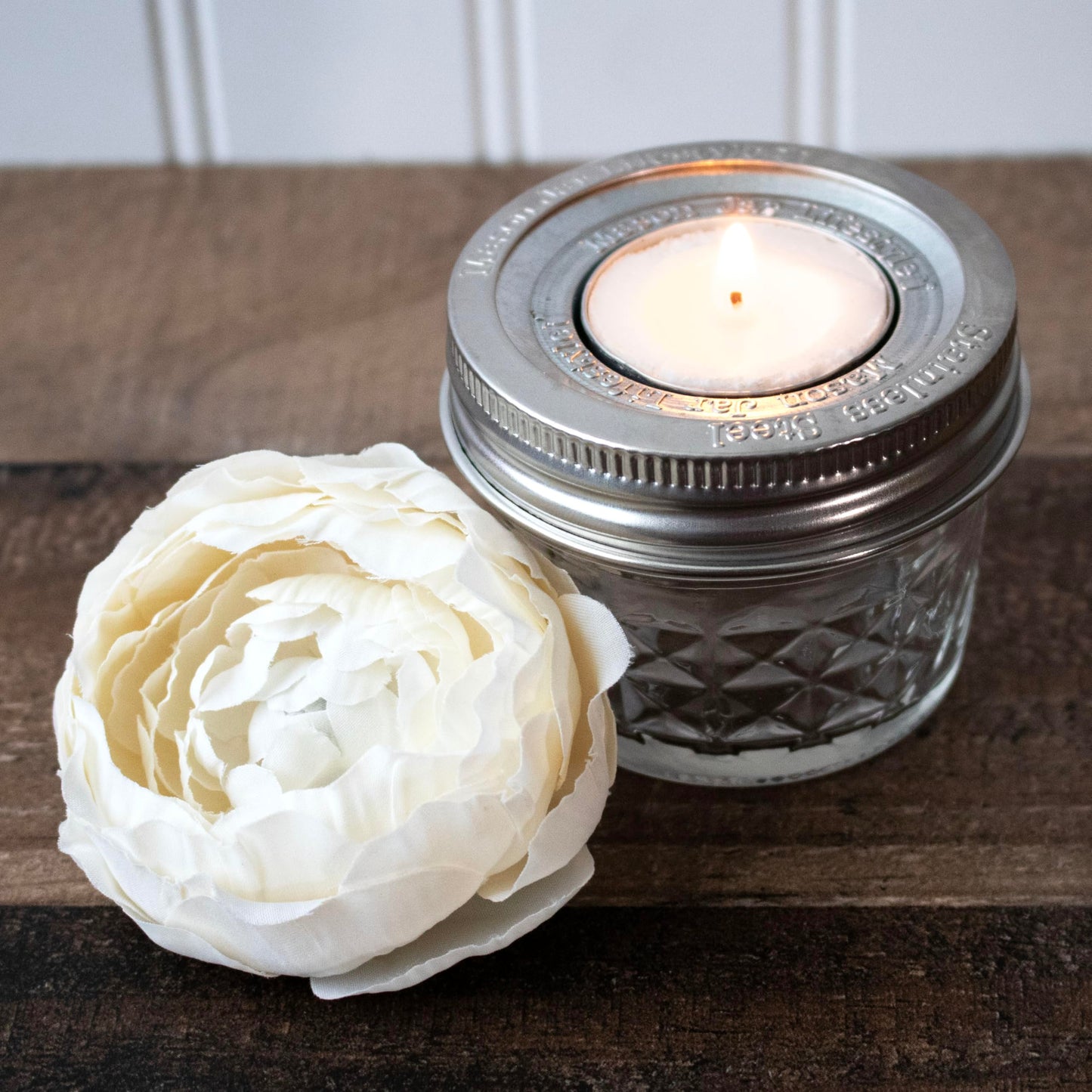 Tea Light Candle Holder Metal Lid Inserts by Mason Jar Lifestyle (6 Pack, Regular Mouth)