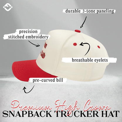 Funky Junque Two Tone Vintage Snapback Hat - Put It On Santa's Tab - Beige/Red