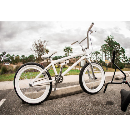 Elite BMX Bicycle 18", 20" & 26" Model Freestyle Bike - 3 Piece Crank (White, 20")