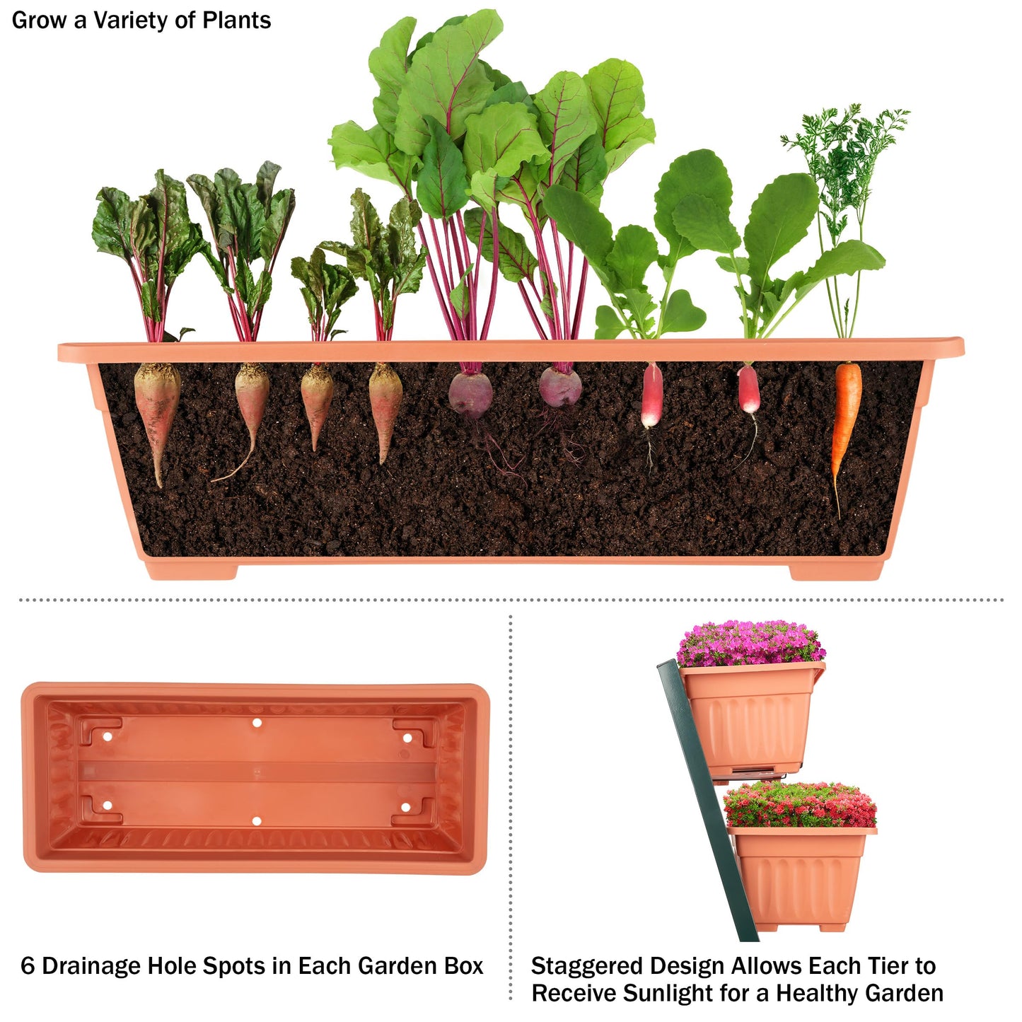 Raised Garden Beds - 5 Tier Vertical Garden Planter - Planters for Outdoor Plants - Gardening and Greenhouse Accessories by Pure Garden (Terracotta)