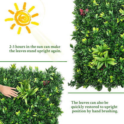 ODTORY Artificial Boxwood Panels: 20"x20" 12P UV-Anti Fake Grass Ivy Privacy Hedge Greenery Backdrop Fence Wall Screen for Garden Fence Covering Privacy, Outdoor Indoor Home Decor